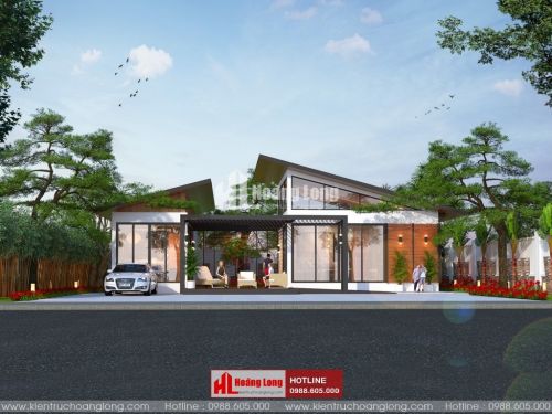 Mẫu nhà biệt thự 1 tầng 2 phòng ngủ đẹp 2023