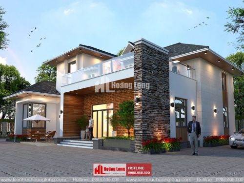 Thiết kế biệt thự 2 tầng mái Nhật hiện đại 2023