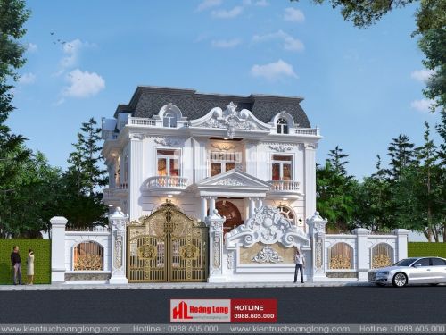 Mẫu biệt thự 2 tầng mái Mansard tân cổ điển 2023