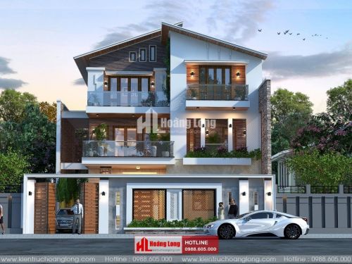 Mẫu biệt thự 3 tầng mái Thái hiện đại 2023