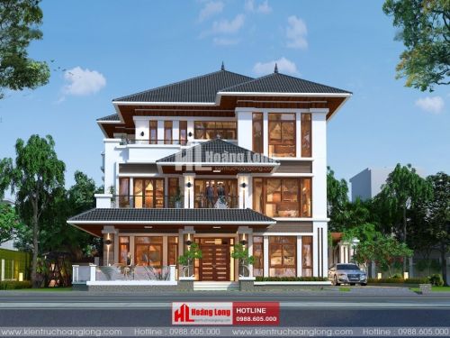 Mẫu biệt thự 3 tầng mái Nhật hiện đại 2023