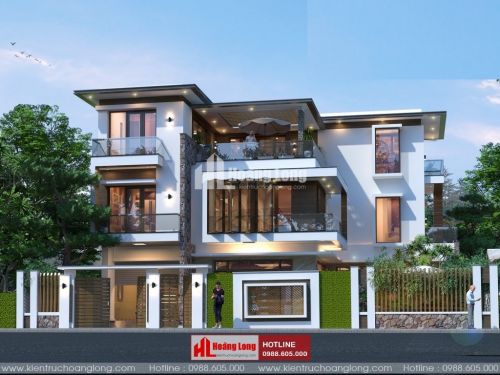 Mẫu biệt thự 3 tầng mái bằng hiện đại 2023
