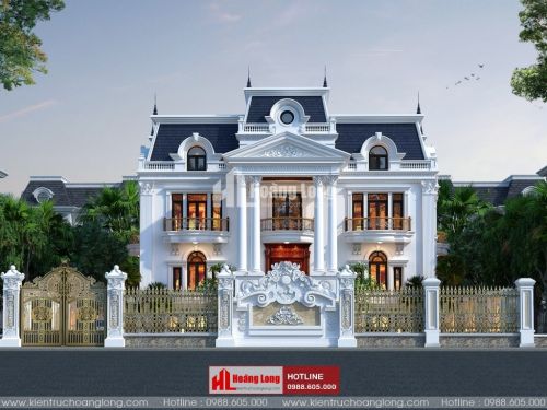 Mẫu biệt thự 3 tầng mái Mansard tân cổ điển