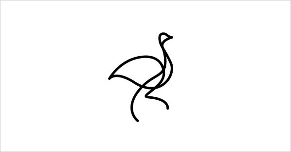 10 Xu hướng thiết kế Logo năm 2016 > One-line-đà điểu-logo-thiết kế-2016