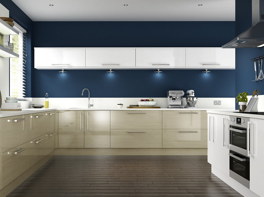 Mang năng lượng mới vào nhà với tủ bếp màu xanh > tu-bep-laminate-ket-hop-acrylic-voi-tuong-xanh-than
